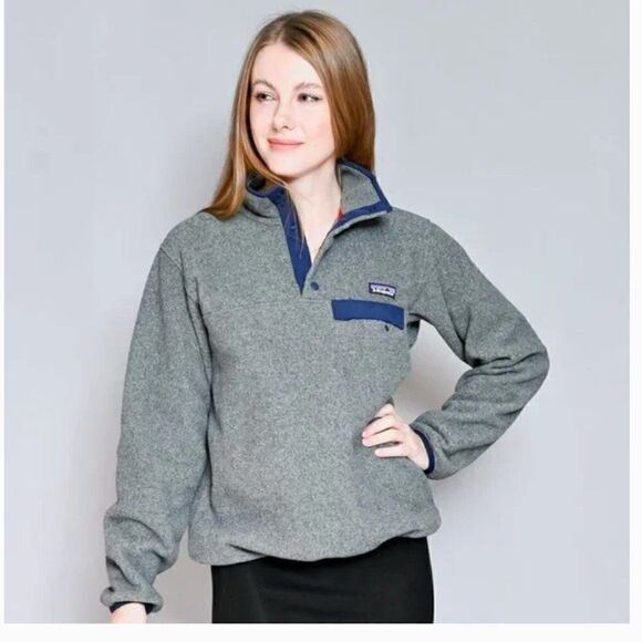 Patagonia Gray Navy Synchilla Pullover Womens Extra Small - Picture 3 of 16